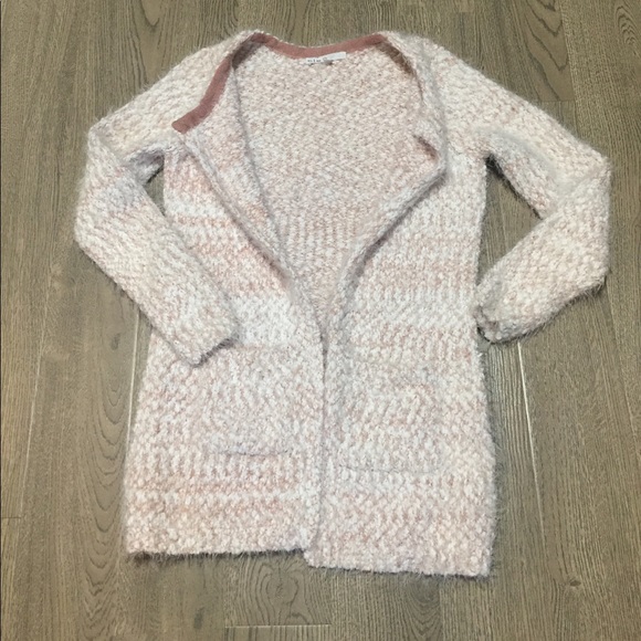 Cleo eyelash fluffy knit cardigan light pink EUC Sz S - Picture 4 of 13
